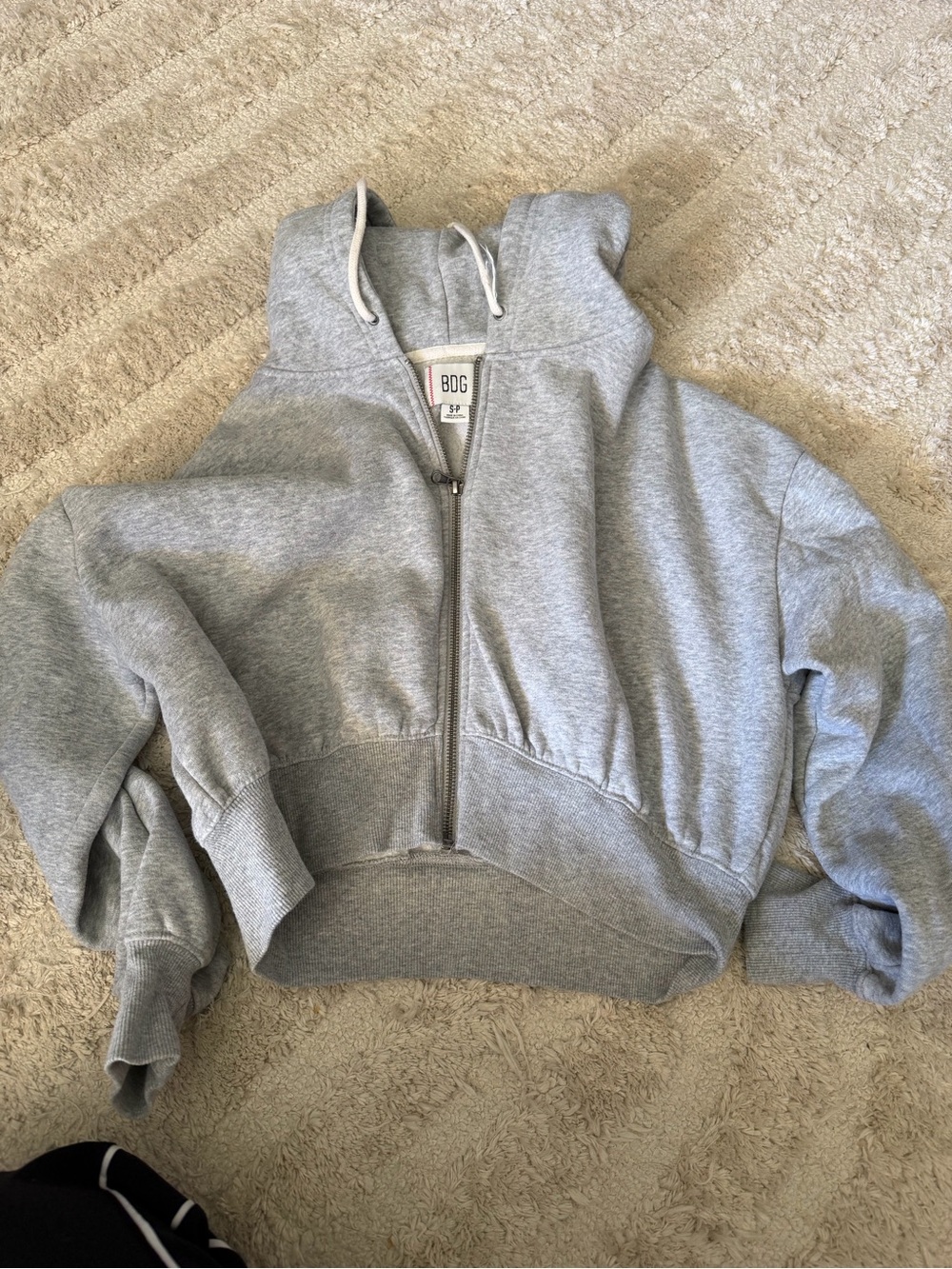 BDG Light Gray Cropped Zip Hoodie